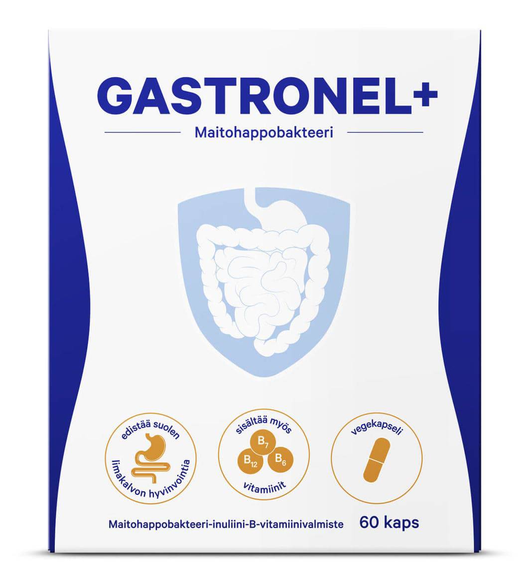 Gastronel+ Maitohappobakteeri-inuliini-B-vitamiinivalmiste 60 kaps. - integratoridirecthub.com