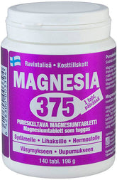 Magnesia 375 mg - Pureskeltavat magnesiumtabletti 140 tabl. - integratoridirecthub.com