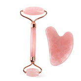 Beauty Roller Gua Sha Rose Quartz Tool - Kasvorolleri ja Gua Sha hierontakivi Ruusukvartsi - integratoridirecthub.com
