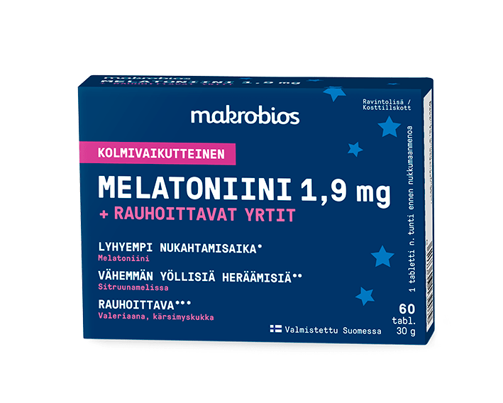 Makrobios Melatoniini 1,9 mg + Rauhoittavat Yrtit 60 tabl. - integratoridirecthub.com