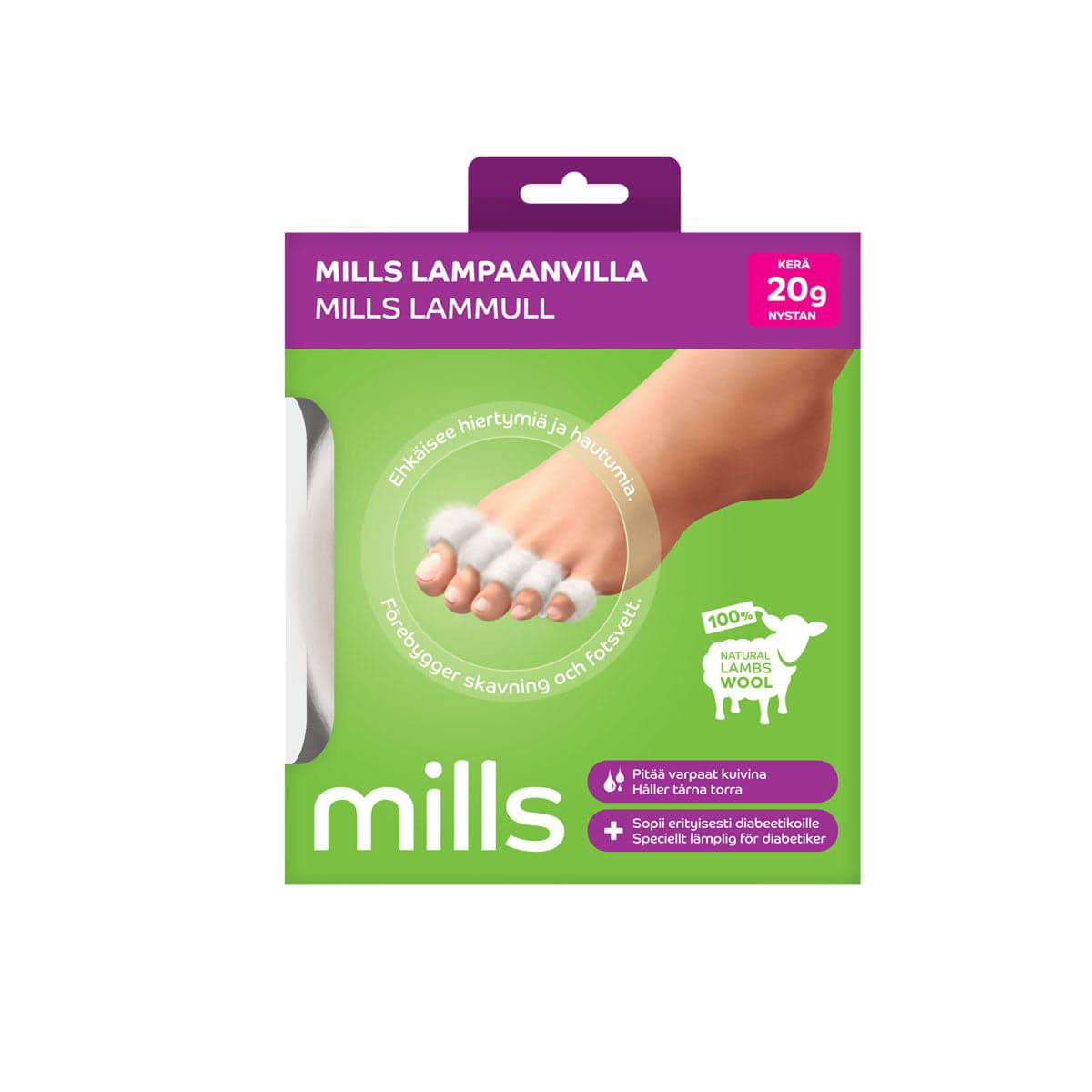 Mills Lampaanvilla 20 g - Hautumien Ennaltaehkäisyyn ja Hoitoon Varvasväleissä - integratoridirecthub.com