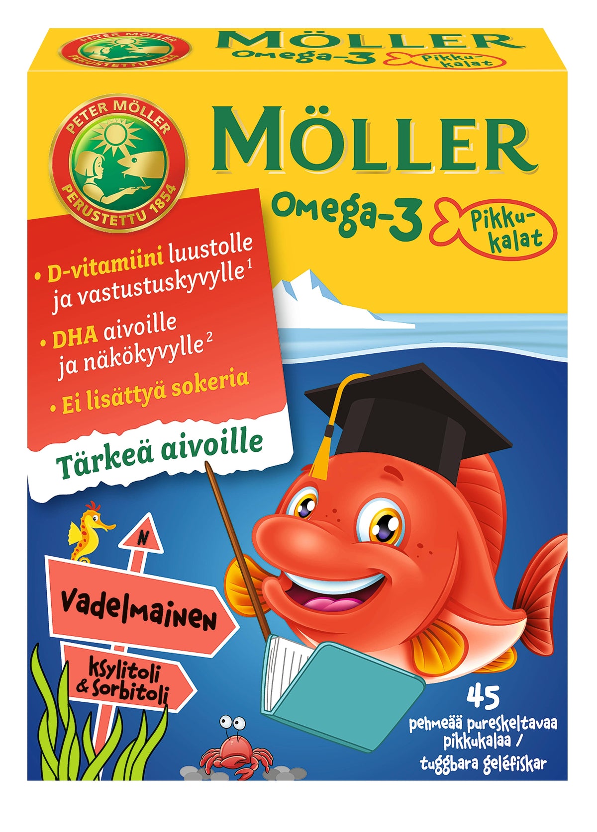 Möller Omega-3 Pikkukalat Vadelma 45 kpl - integratoridirecthub.com
