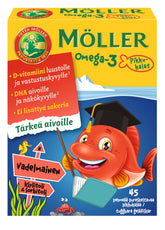 Möller Omega-3 Pikkukalat Vadelma 45 kpl - integratoridirecthub.com