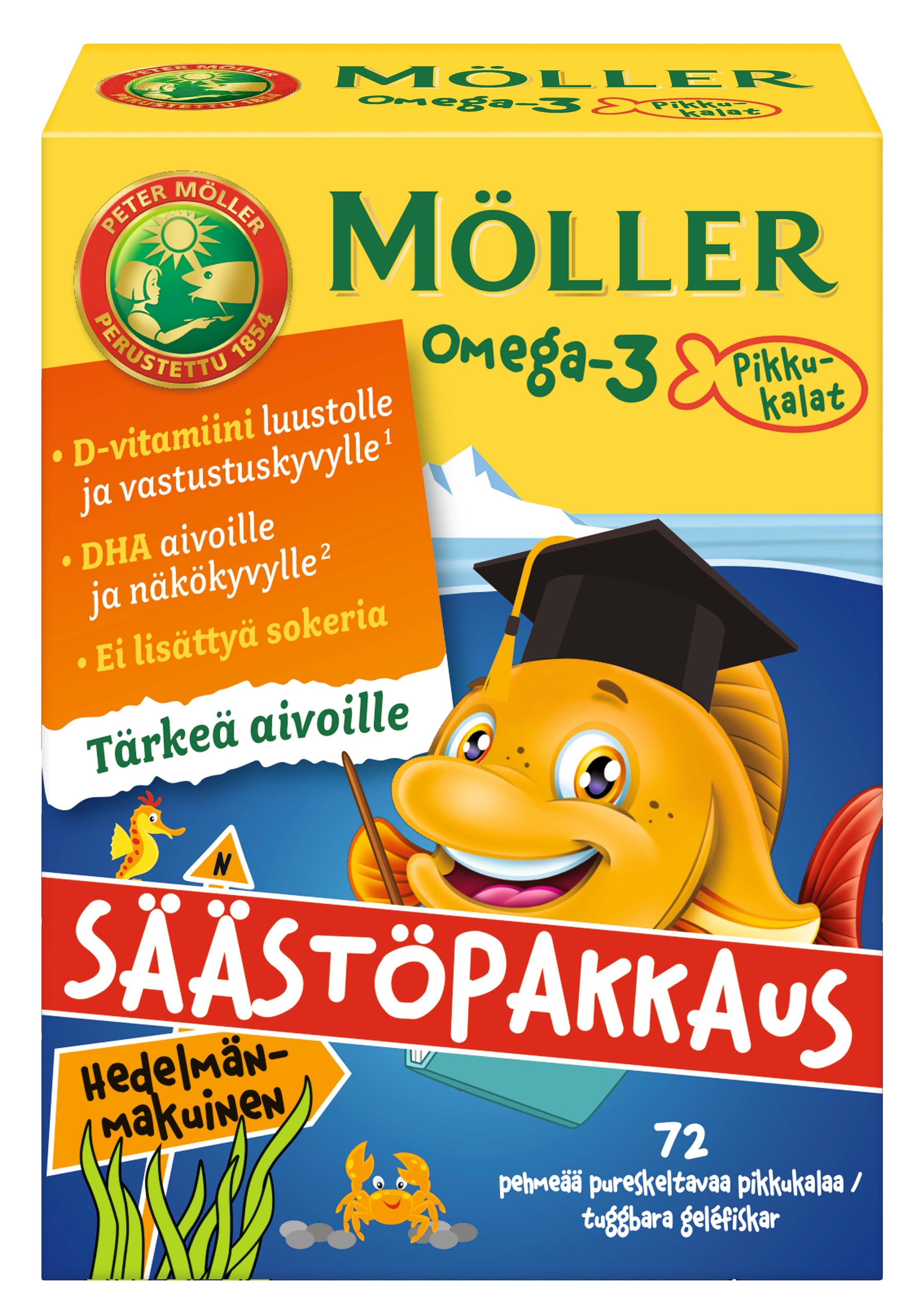 Möller Omega-3 Pikkukalat SÄÄSTÖPAKKAUS - Hedelmänmakuinen 72 kpl - integratoridirecthub.com