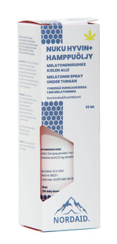 Nordaid Nuku Hyvin + Hamppuöljy - Melatoniinisuihke 30 ml - integratoridirecthub.com