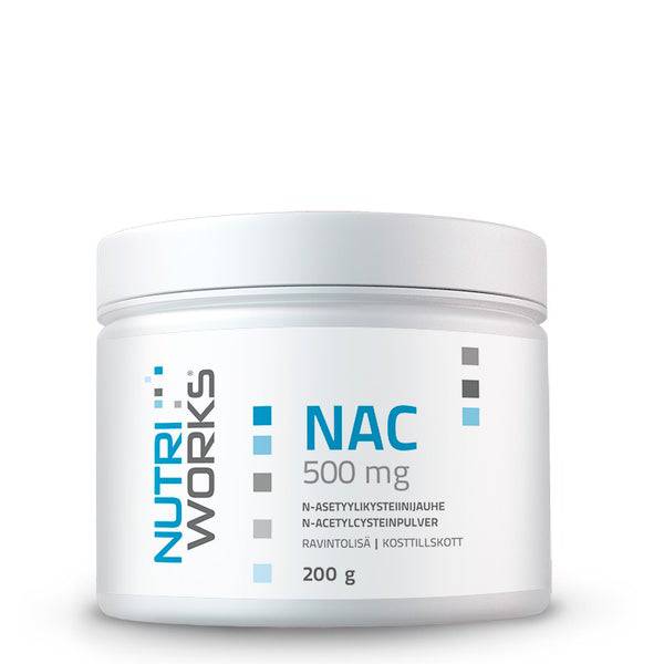 Nutri Works NAC 500 mg - N-Asetyylikysteiinijauhe 200 g - integratoridirecthub.com