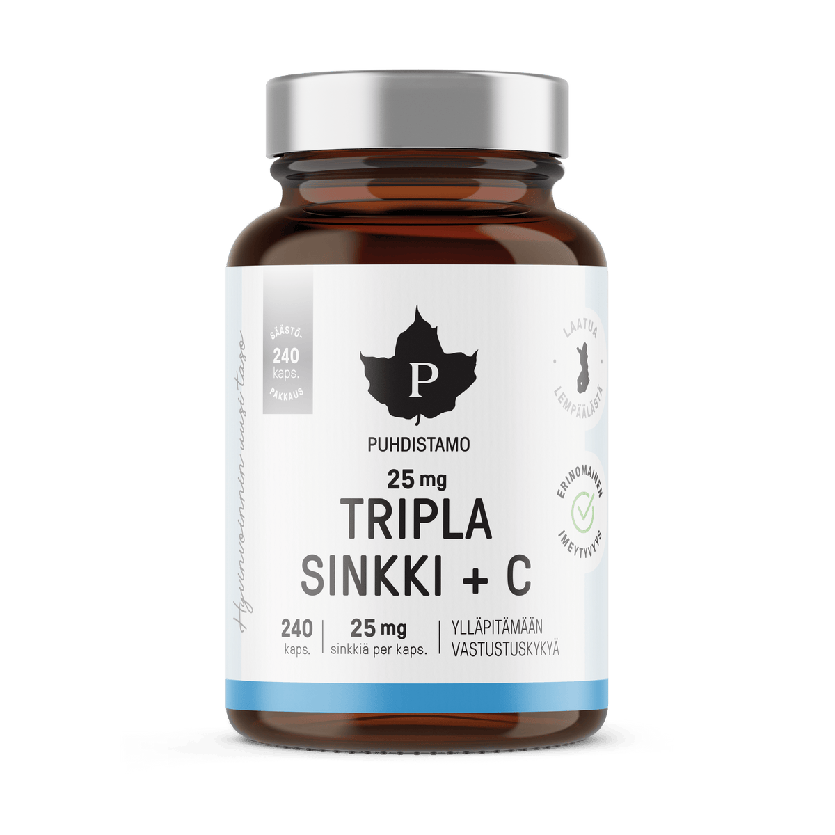 Puhdistamo Tripla Sinkki + C 25 mg SÄÄSTÖPAKKAUS 240 kaps. - integratoridirecthub.com