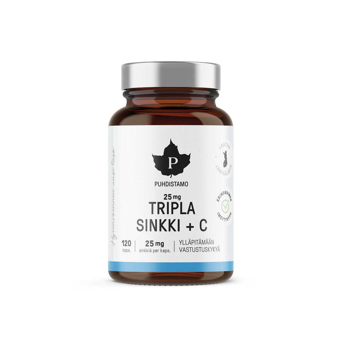 Puhdistamo Tripla Sinkki + C 25 mg 120 kaps. - integratoridirecthub.com
