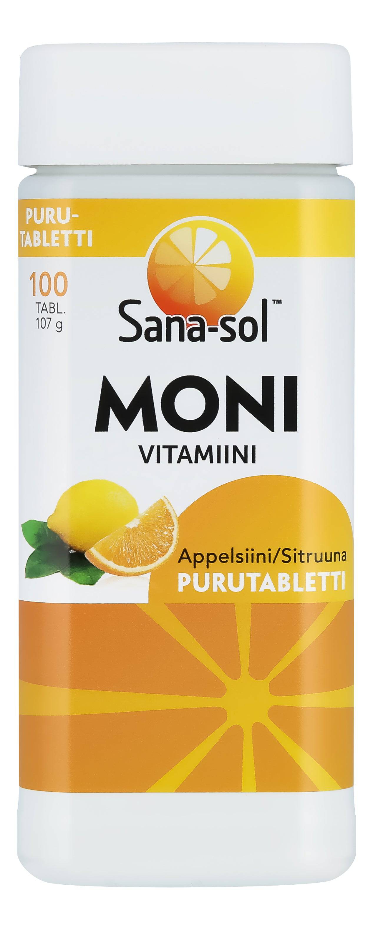 Sana-sol Monivitamiini Appelsiini 100 purutablettia - integratoridirecthub.com