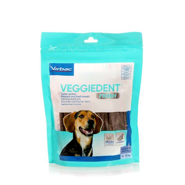 Virbac Veggiedent FR3SH - MEDIUM 10-30 kg - makupalat hampaiden puhdistukseen koirille 15 kpl - integratoridirecthub.com