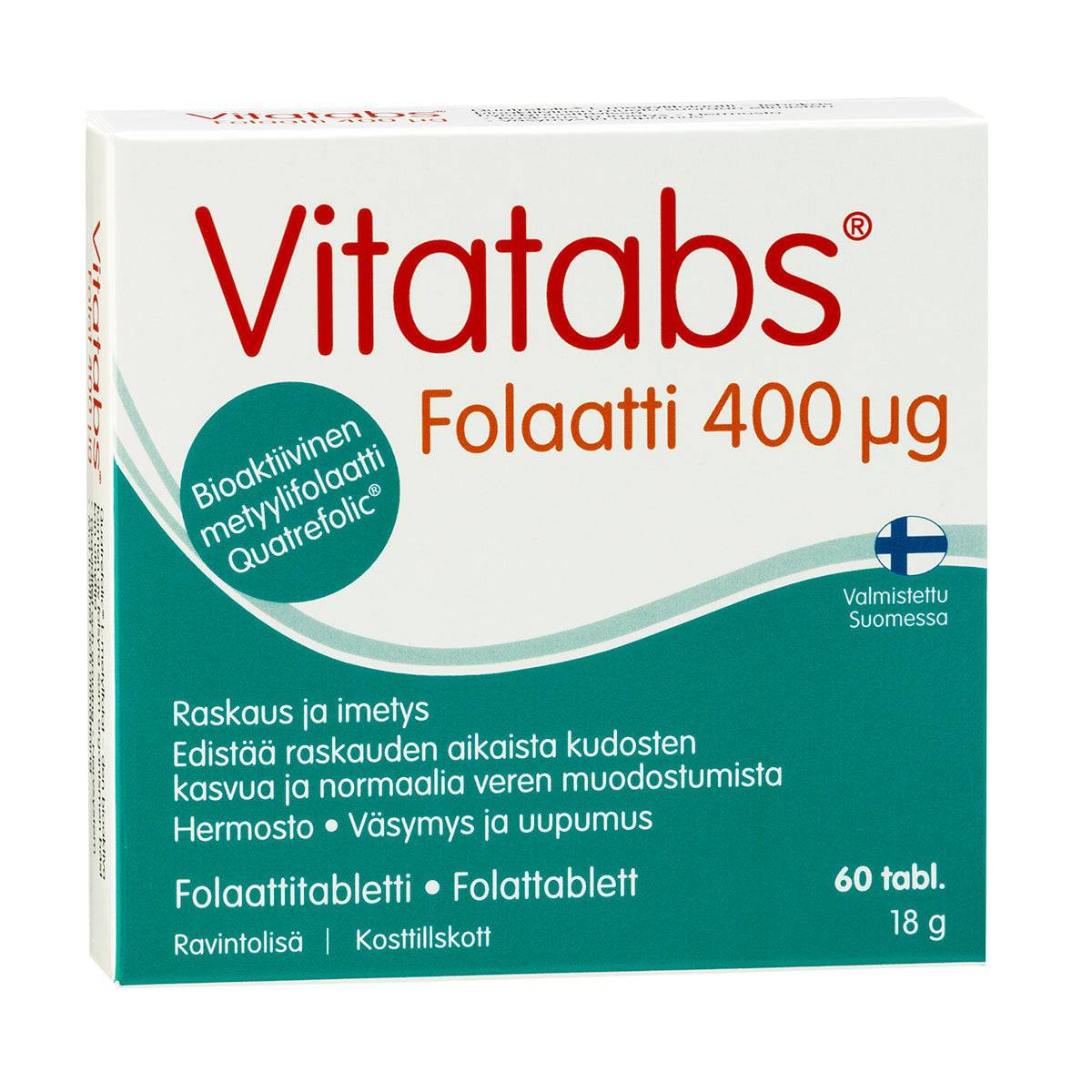Vitatabs Folaatti 400 µg - Foolihappotabletti 60 tabl. - integratoridirecthub.com