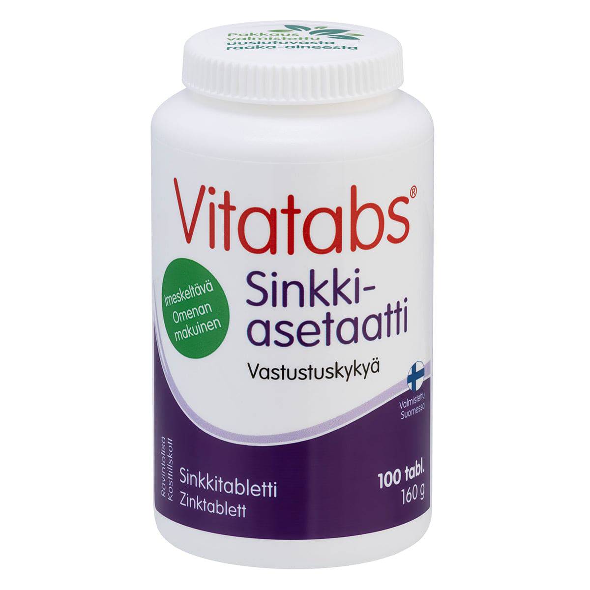 Vitatabs Sinkkiasetaatti Omena 100 tabl. - integratoridirecthub.com