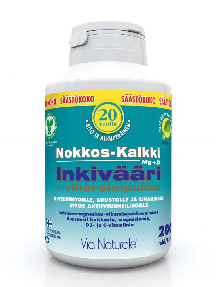 Nokkos-Kalkki-Inkivääri + Vihersimpukka Säästökoko 200 tabl. - integratoridirecthub.com